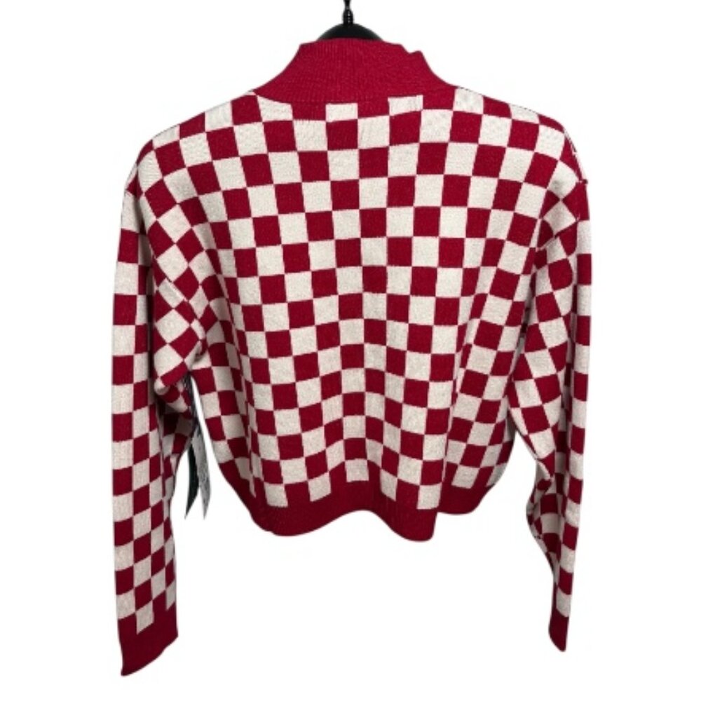 Alabama Crimson Tide Gameday Social Cropped Sweater S Bama Checkerboard Red NWT - Picture 4 of 8
